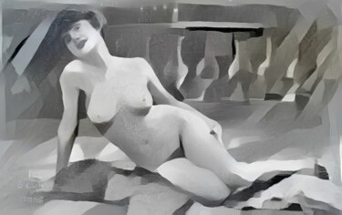 제목이 "Gray Nude"인 디지털 아트 Isra로, 원작, 조작된 사진