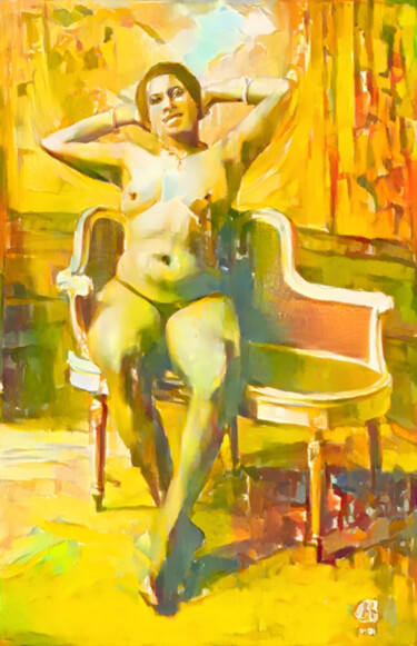 Arte digital titulada "Naked In The Armcha…" por Isra, Obra de arte original, Fotografía manipulada