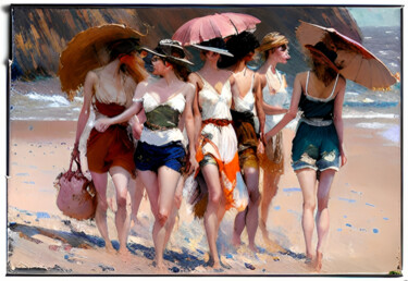 Digital Arts titled "Girls With Umbrella…" by Isra, Original Artwork, Manipulated Photography