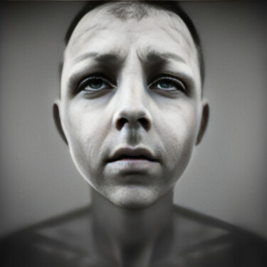 Цифровое искусство под названием "Portrait In Gray" - Isra, Подлинное произведение искусства, Цифровая фотография