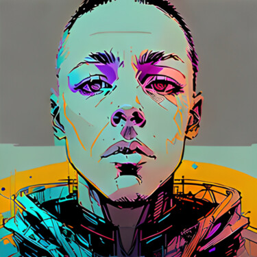 Digitale Kunst getiteld "Portrait-w" door Isra, Origineel Kunstwerk, AI gegenereerde afbeelding