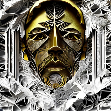 Grafika cyfrowa / sztuka generowana cyfrowo zatytułowany „Golden Face” autorstwa Isra, Oryginalna praca, Obraz generowany pr…