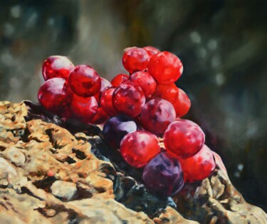 Картина под названием "Mediterranean grapes" - Istvan Cene Gal, Подлинное произведение искусства, Масло Установлен на Деревя…