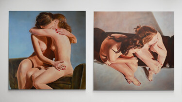 Schilderij getiteld "Taboo love 1. + 3.…" door Istvan Cene Gal, Origineel Kunstwerk, Olie