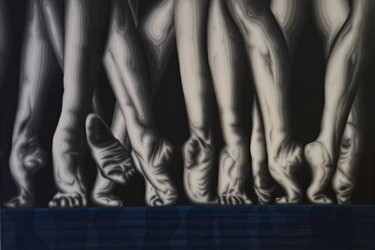 Schilderij getiteld "gruppo di ballo" door Italo Somma, Origineel Kunstwerk, Acryl Gemonteerd op Frame voor houten brancard