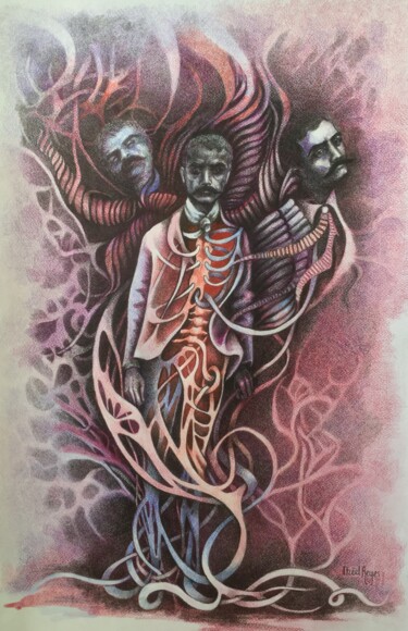 Desenho intitulada "Los tres rostros de…" por Itzeel Reyes, Obras de arte originais, Lápis