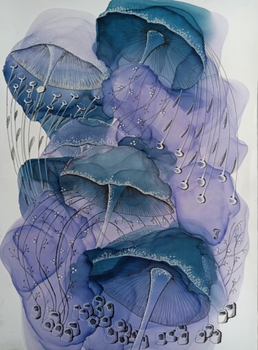 Peinture intitulée "Cogumelos" par Iulia Savinova, Œuvre d'art originale, Aérographe