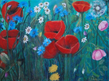 Картина под названием "Wild Flowers" - Iuliana Barbu, Подлинное произведение искусства, Акрил