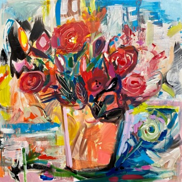 Pintura intitulada "Flowers on your win…" por Iuliia Abramoshvili, Obras de arte originais, Acrílico
