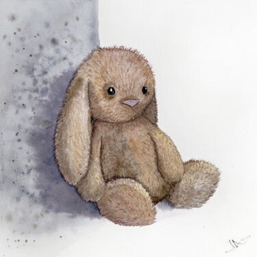 Painting titled "The Bunny, Favorite…" by Iuliia Andriiets, Original Artwork, Watercolor