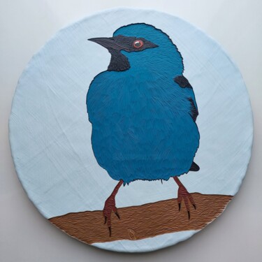 Schilderij getiteld "Blue Dacnis. Paint…" door Iuliia Belova, Origineel Kunstwerk, Acryl