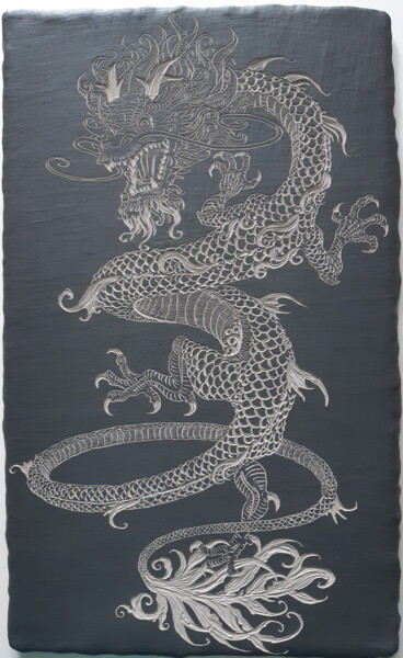 Schilderij getiteld "Dragon № 1. Paint с…" door Iuliia Belova, Origineel Kunstwerk, Acryl