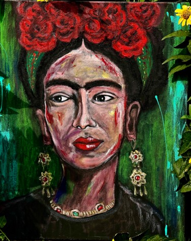 Pintura titulada "Frida Kahlo acrylic…" por Iuliia Bondarets, Obra de arte original, Acrílico