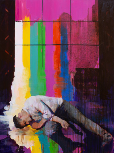 Pittura intitolato "Screen balance" da Iurii Denysenkov, Opera d'arte originale, Olio