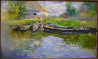 Painting titled "Украинская Венеция.…" by Iurii Korban, Original Artwork, Oil