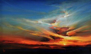 Malerei mit dem Titel "Evening Sky in a Bl…" von Ivan Grozdanovski, Original-Kunstwerk, Acryl