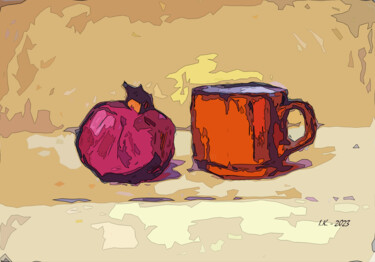 Digitale Kunst getiteld "Pomegranate and Red…" door Ivan Kolisnyk, Origineel Kunstwerk, 2D Digital Work