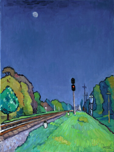 Pittura intitolato "Beside the Railway-2" da Ivan Kolisnyk, Opera d'arte originale, Olio