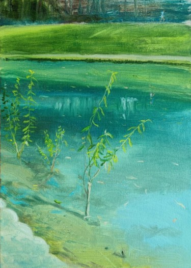 Painting titled "Creek in Sarzhin Ya…" by Ivan Ormanzhi, Original Artwork, Oil