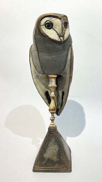 Sculptuur getiteld "Glorious Owl Glory" door Ivan Panov, Origineel Kunstwerk, Keramiek