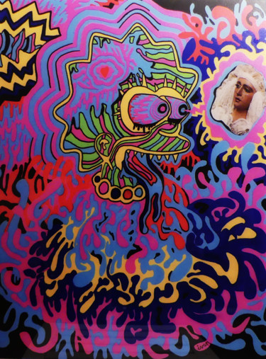 Schilderij getiteld "n°39 *LSD/Lisa Simp…" door Ivan De Nîmes, Origineel Kunstwerk, Acryl