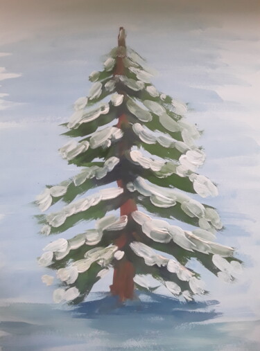 Pittura intitolato "Christmas tree in t…" da Ivan Skripel, Opera d'arte originale, Gouache