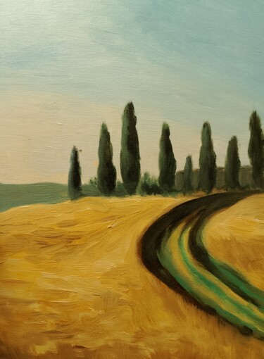 Schilderij getiteld "Tuscany fields" door Ivan Skripel, Origineel Kunstwerk, Olie