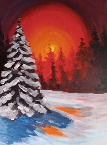 Картина под названием "Зимняя сказка" - Иван Скрипель, Подлинное произведение искусства, Акрил