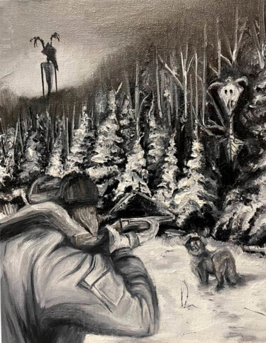 Painting titled "Fear the hunt" by Ivan Telegin, Original Artwork, Oil