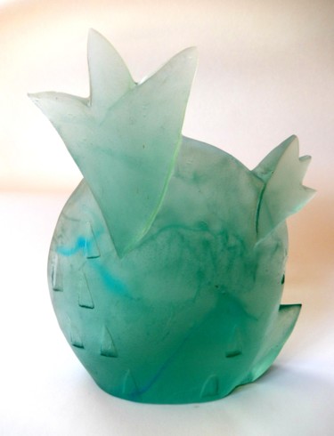 Sculpture intitulée "Blue cactus" par Ivana Pelouchová (IVANEL), Œuvre d'art originale, Verre