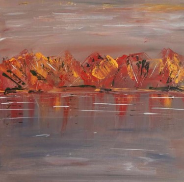 Painting titled "Autumn by the lake" by Ivana Pelouchová (IVANEL), Original Artwork, Acrylic