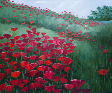 Malarstwo zatytułowany „Poppy field, Crimea” autorstwa Ivan Klymenko, Oryginalna praca, Olej