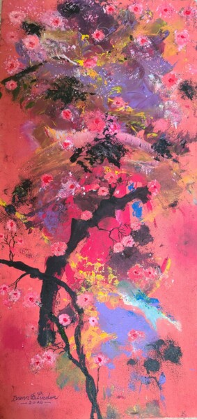 Peinture intitulée "Cherry blossom(land…" par Ivann Deweare Lindor, Œuvre d'art originale, Acrylique