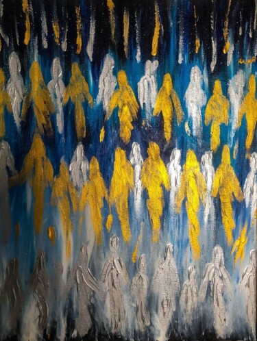 Картина под названием "Cosmic souls" - Ivanna Mois, Подлинное произведение искусства, Акрил Установлен на Деревянная рама дл…