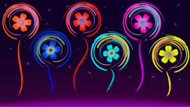 Цифровое искусство под названием "Cosmic flowers." - Ihor Ivanov, Подлинное произведение искусства, Цифровая живопись