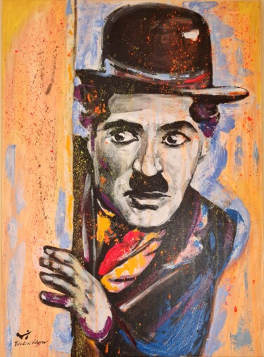 Malarstwo zatytułowany „Charlie Chaplin” autorstwa Ivelin Vlaykov, Oryginalna praca, Akryl