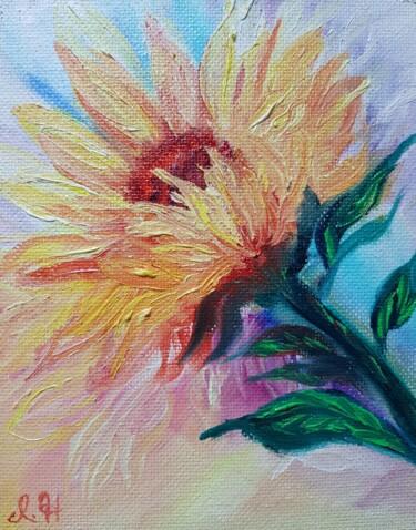 Картина под названием "Yellow sunflower" - Ivelina Hrytsylo, Подлинное произведение искусства, Масло