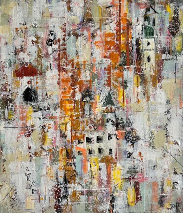 Malerei mit dem Titel "Prachatice city" von Iveta Ježek, Original-Kunstwerk, Acryl