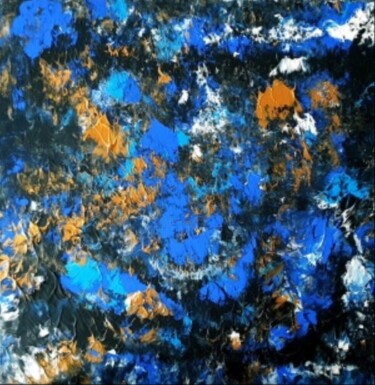 Картина под названием "Blau Gold Fluid art…" - Iveta Zaharova (Kārkla), Подлинное произведение искусства, Акрил