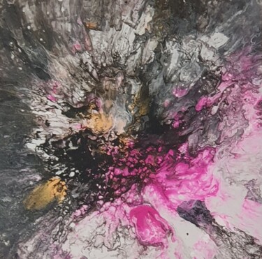 Peinture intitulée "Pink Gold Fluid art…" par Iveta Zaharova (Kārkla), Œuvre d'art originale, Acrylique
