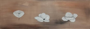 Schilderij getiteld "White Poppies Flowe…" door Iveta Zaharova (Kārkla), Origineel Kunstwerk, Acryl