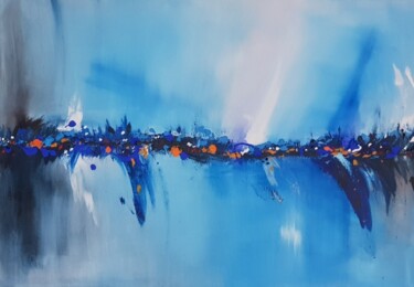Картина под названием "Blue Flowers Origin…" - Iveta Zaharova (Kārkla), Подлинное произведение искусства, Акрил