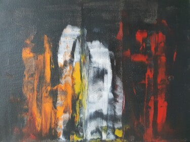 Malerei mit dem Titel "Abstract red orange…" von Iveta Zaharova (Kārkla), Original-Kunstwerk, Acryl