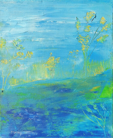 Painting titled "Blue Landscape Pain…" by Iveta Zaharova (Kārkla), Original Artwork, Acrylic