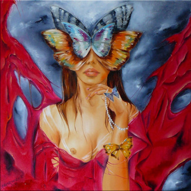 Malarstwo zatytułowany „Madame Butterfly” autorstwa Iwona Wierkowska-Rogowska, Oryginalna praca, Olej