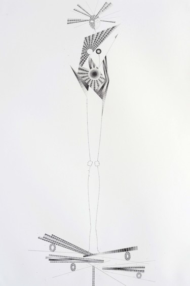 Dessin intitulée "L'ami imaginaire 2" par Izabela Hren, Œuvre d'art originale, Crayon