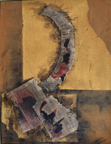 绘画 标题为“Arbre coupé” 由Guanès Etchegaray, 原创艺术品, 拼贴 安装在木质担架架上