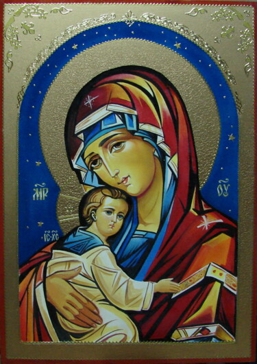 Schilderij getiteld "Mother of God" door Sergei Kolko, Origineel Kunstwerk, Olie