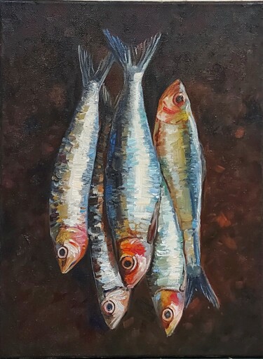 Ζωγραφική με τίτλο "Oil painting fish a…" από Юлия Муравейникова, Αυθεντικά έργα τέχνης, Λάδι Τοποθετήθηκε στο Ξύλινο φορείο…