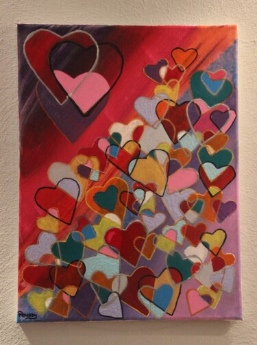 Картина под названием "LOVE" - Poussy, Подлинное произведение искусства, Акрил